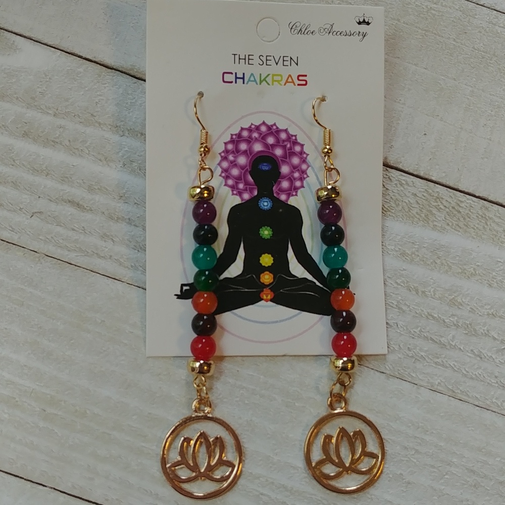 NEW The 7 Chakras Drop Beaded Earrings